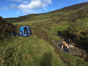 Ally and friend camping in Scotland