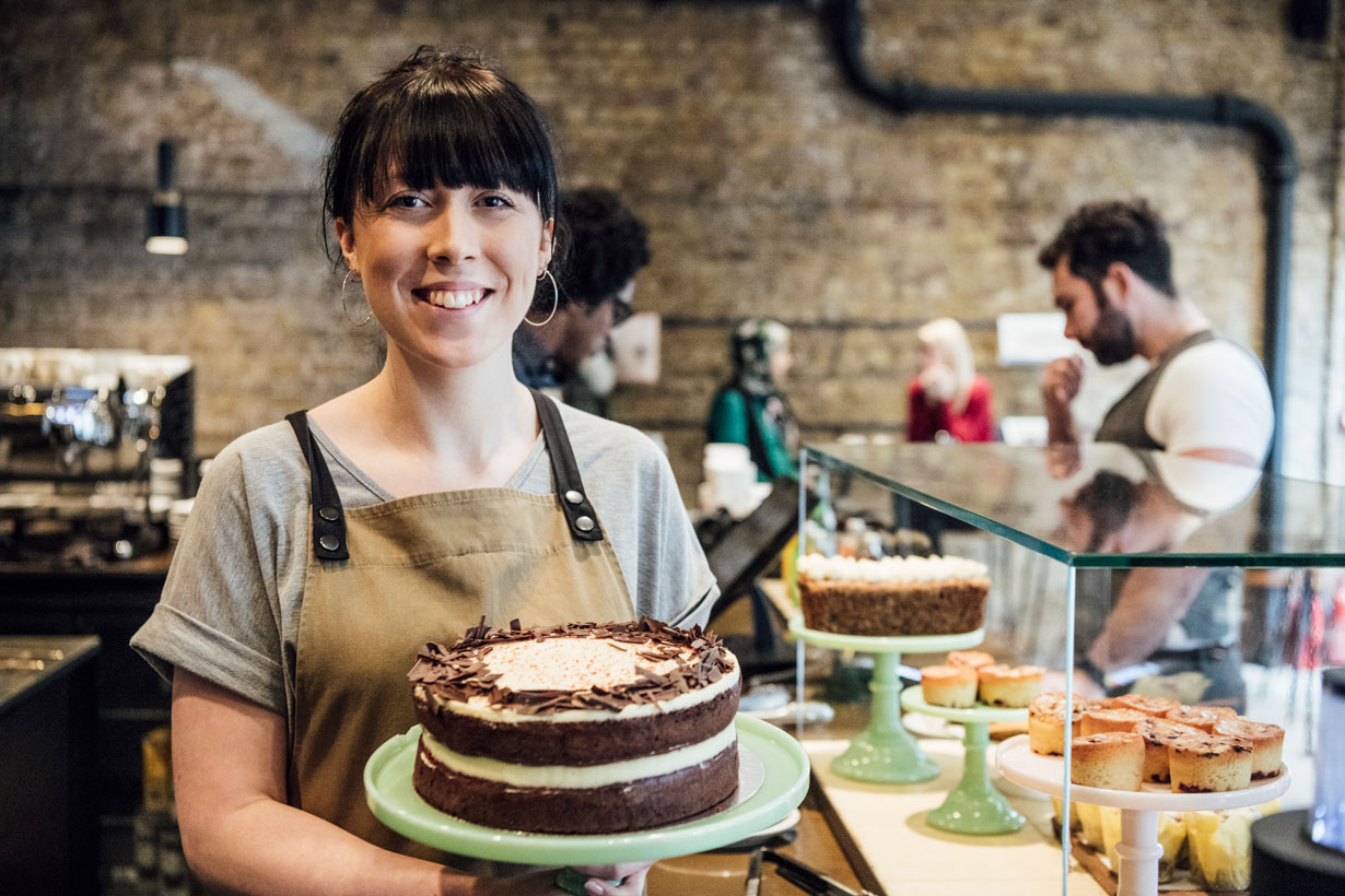 Waitress working in a cafe