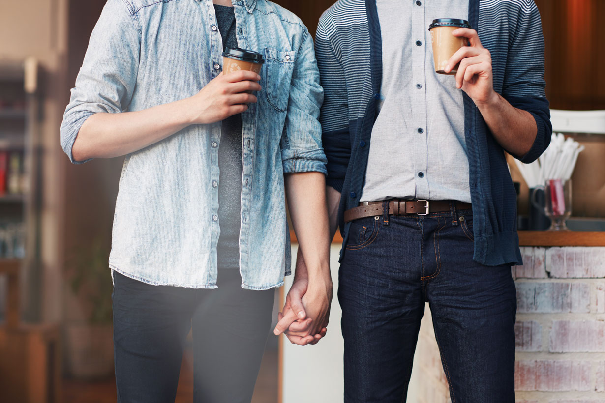 Male couple holding hands