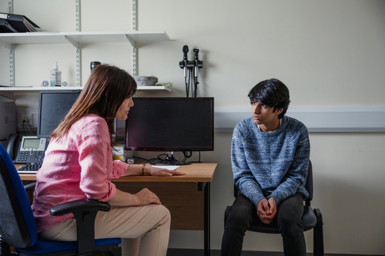 Young man at a GP appointment