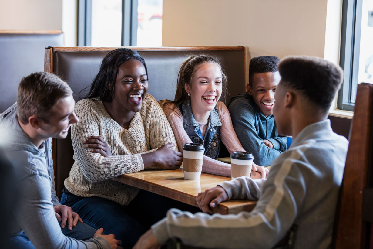 Friends in a coffee shop