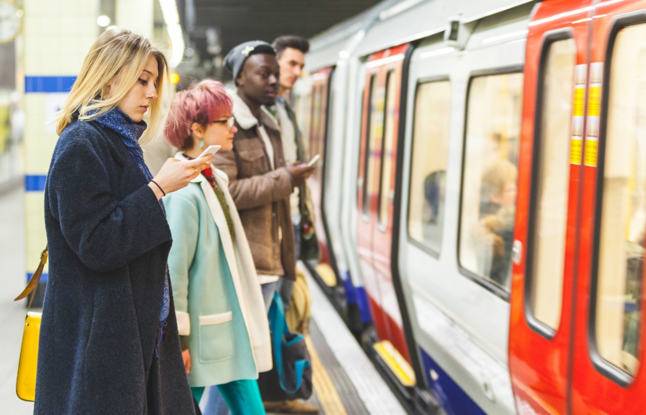 Woman waiting for a tube train