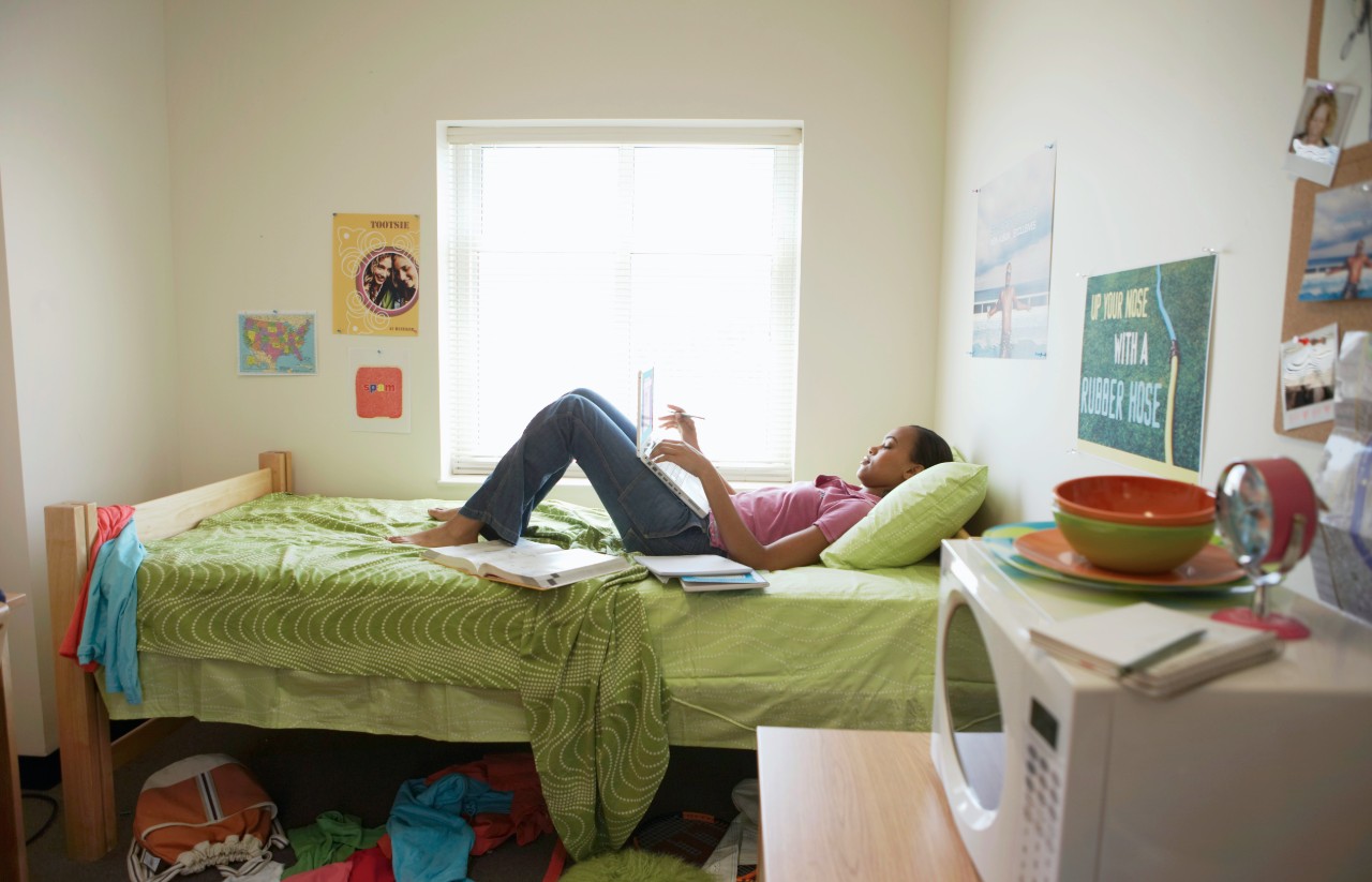 Student in his bedroom