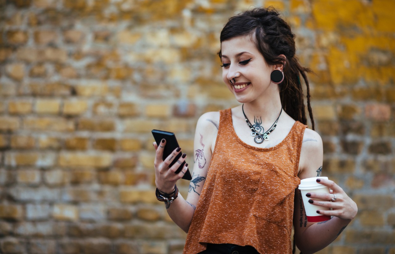 Woman looking at her phone